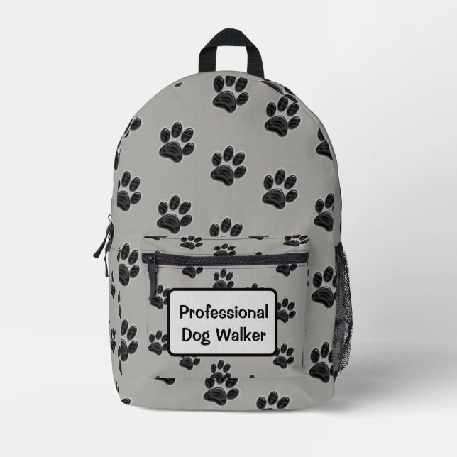 Professional Dog Walker Pet Care Puppy Paws Printed Backpack (Front)