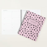Professional Dog Walker Pet Sitter Appointment Planner<br><div class="desc">Simply elegant black and white professional pet sitter appointment book planner featuring black paw prints over a pink background.</div>