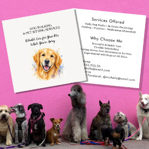 Professional Dog Walking & Pet Sitting Service Square Business Card