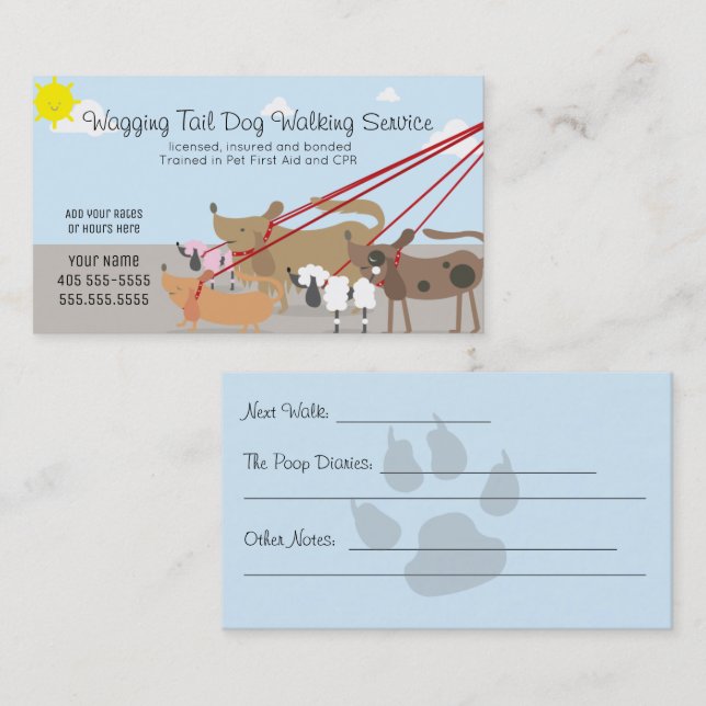 Professional Dog Walking Service Business Business Card (Front/Back)