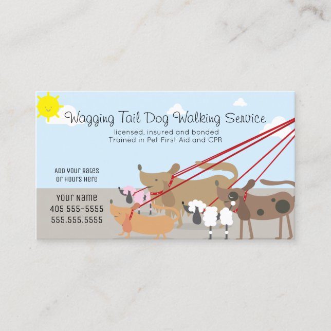 Professional Dog Walking Service Business Card (Front)