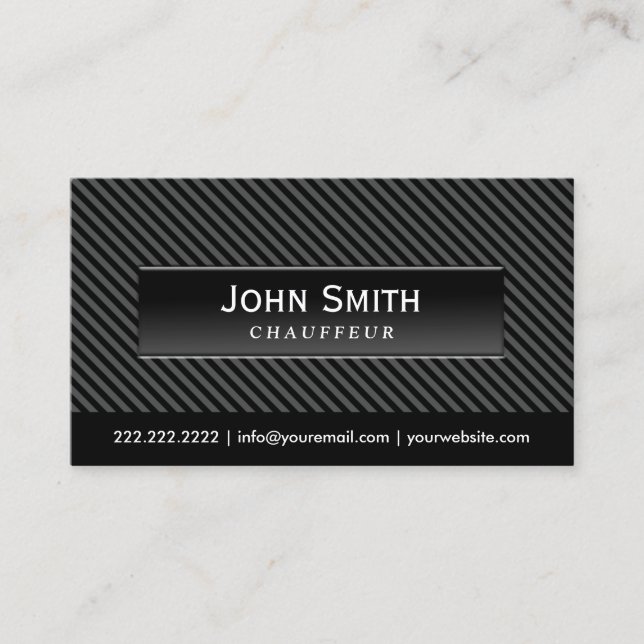 Professional Driver Cool Black Stripes Chauffeur  Business Card (Front)