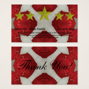 Professional Driver five star rating feedback card