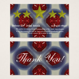 Professional Driver five star rating feedback card
