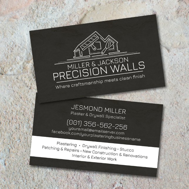 Professional Drywall Plastering Line Art  Business Card (Creator Uploaded)