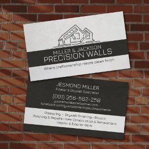 Professional Drywall Plastering Line Art Business Card