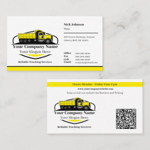 Professional Dump Truck Hauling Company QR Code Business Card