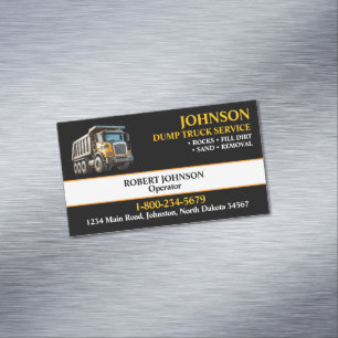 Professional Dump Truck Service Magnetic Business Card