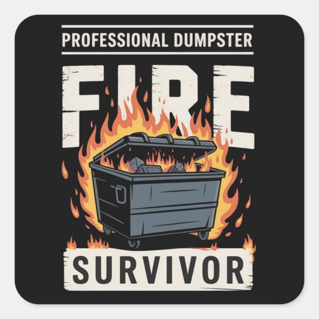 Professional Dumpster Fire Survivor Funny Work  Square Sticker (Front)