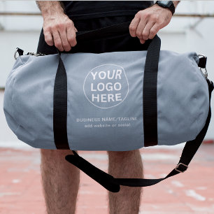 Professional Dusty Blue Business Logo Branded Duffle Bag