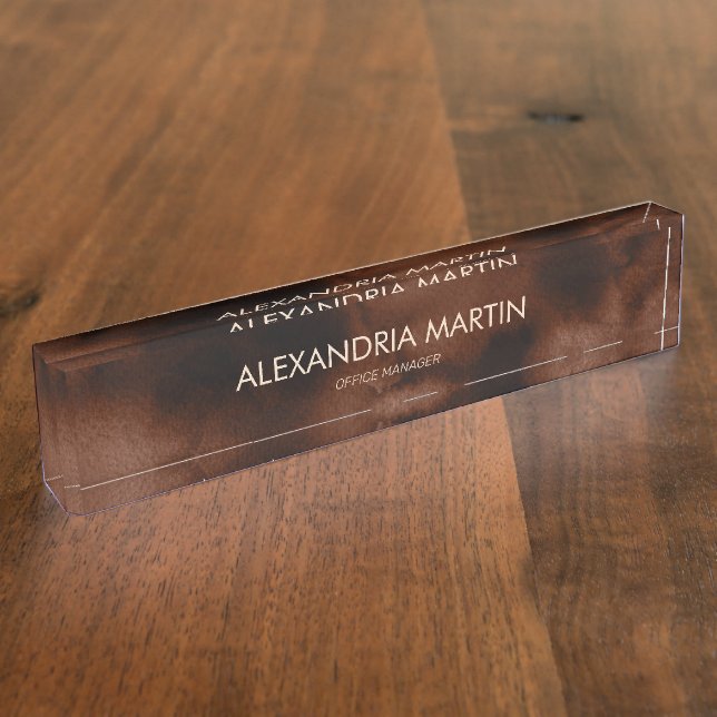 Professional Earth Tone Brown Name Title Office  Nameplate (Side)