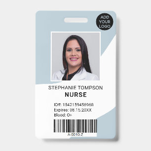 Professional editable blue nurse photo logo code ID badge