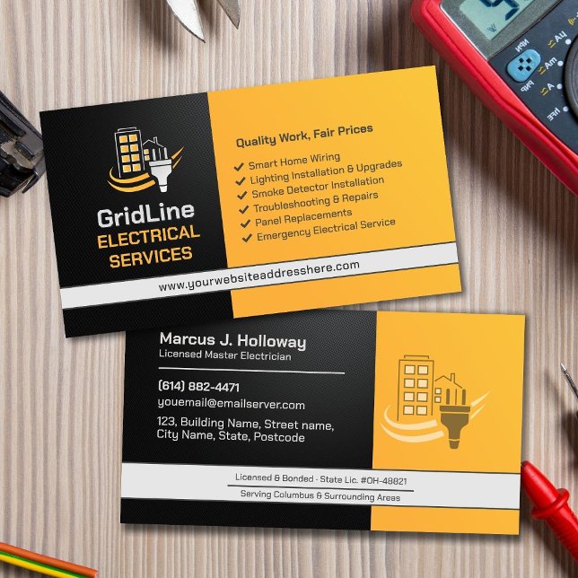 Professional Electrical Contractor - Electrician Business Card (Creator Uploaded)