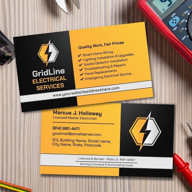 Professional Electrical Contractor - Electrician Business Card (Creator Uploaded)