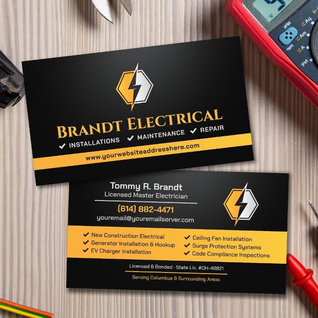 Professional Electrical Contractor - Electrician Business Card (Creator Uploaded)
