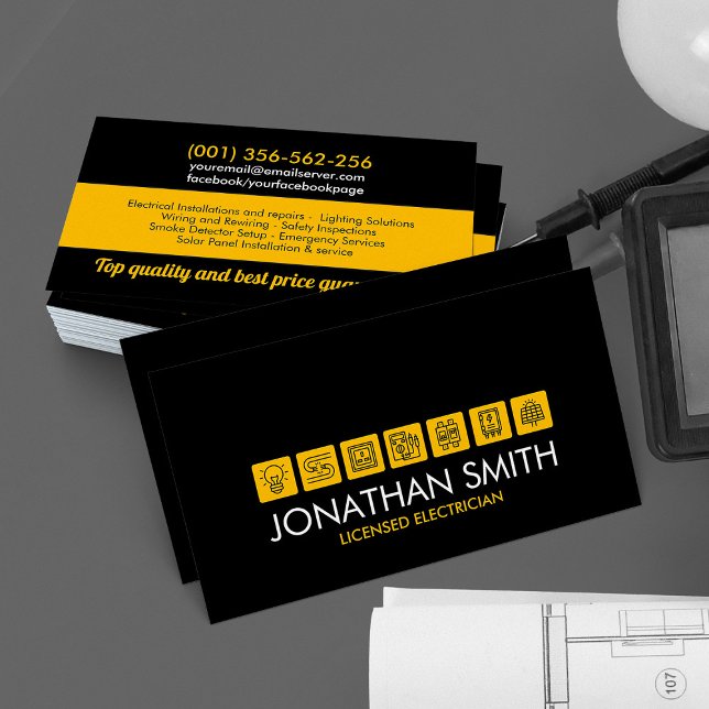 Professional Electrical Contractor - Electrician Business Card (Creator Uploaded)