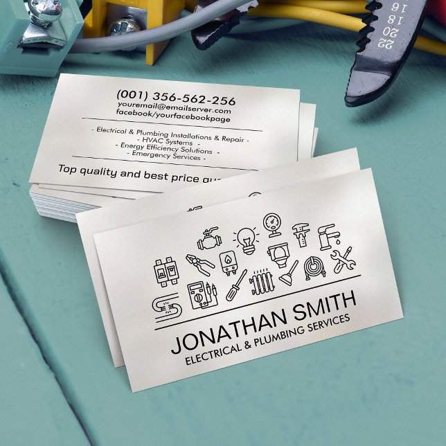 Professional Electrical & Plumbing Contractor  Business Card (Creator Uploaded)
