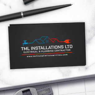 Professional Electrical & Plumbing Contractor Business Card