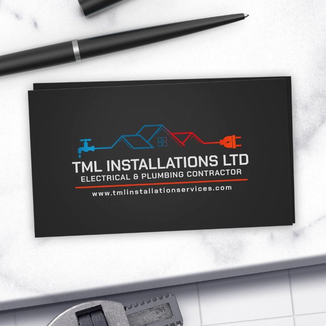 Professional Electrical & Plumbing Contractor  Business Card (Creator Uploaded)