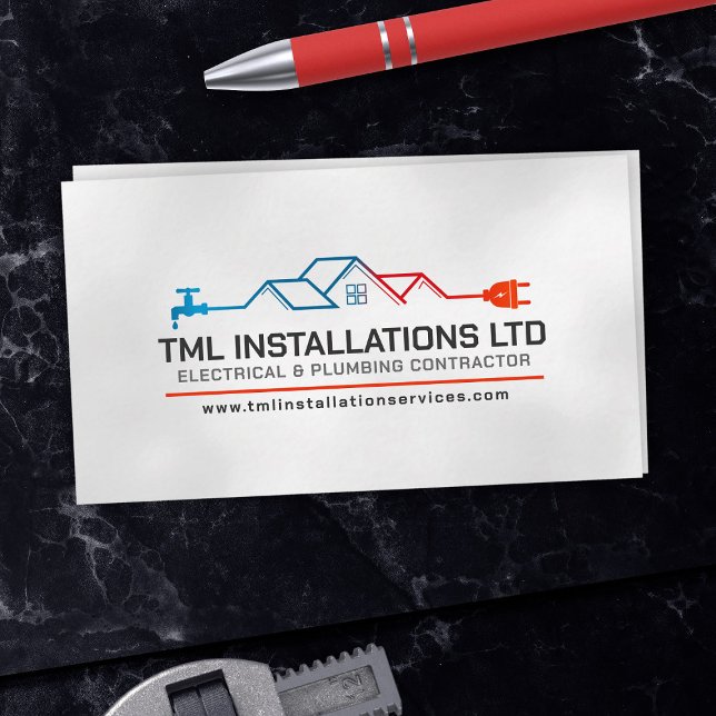 Professional Electrical & Plumbing Contractor  Business Card (Creator Uploaded)