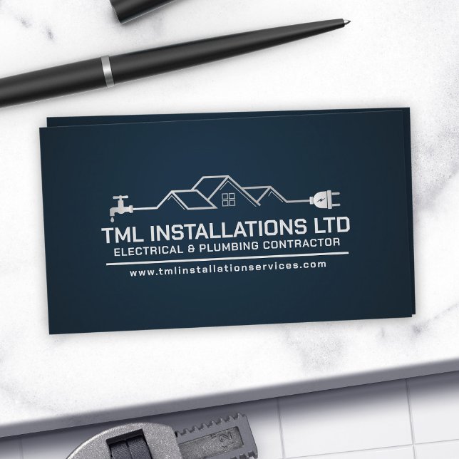 Professional Electrical & Plumbing Contractor  Business Card (Creator Uploaded)