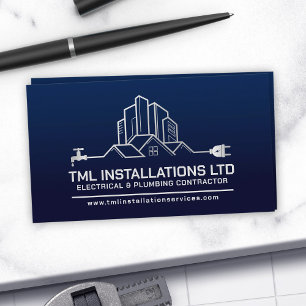 Professional Electrical & Plumbing Contractor Business Card