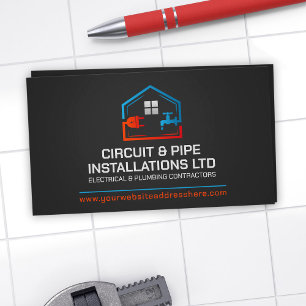 Professional Electrical & Plumbing Contractor Business Card