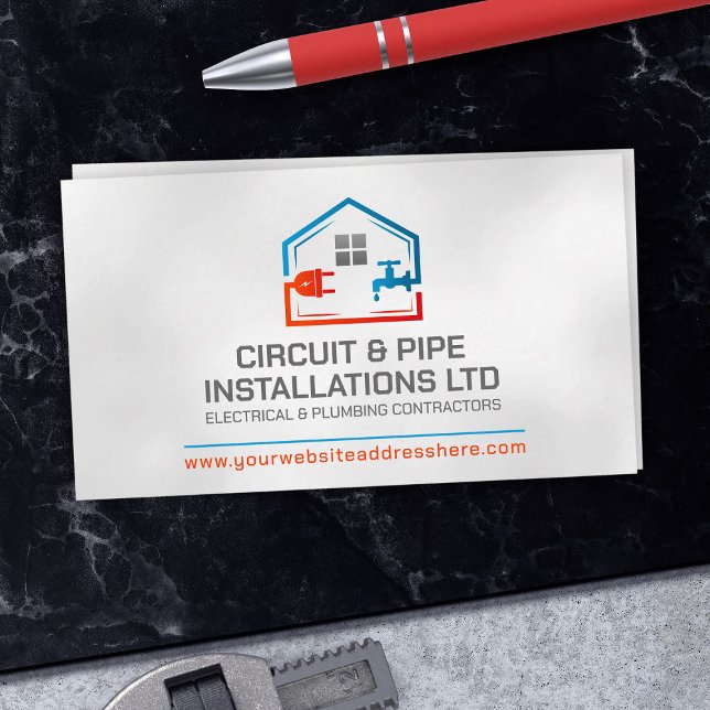 Professional Electrical & Plumbing Contractor  Business Card (Creator Uploaded)