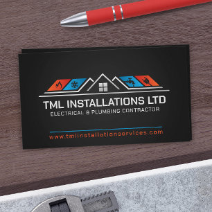 Professional Electrical & Plumbing Contractor Business Card