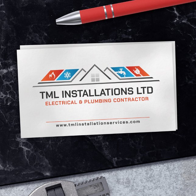 Professional Electrical & Plumbing Contractor  Business Card (Creator Uploaded)