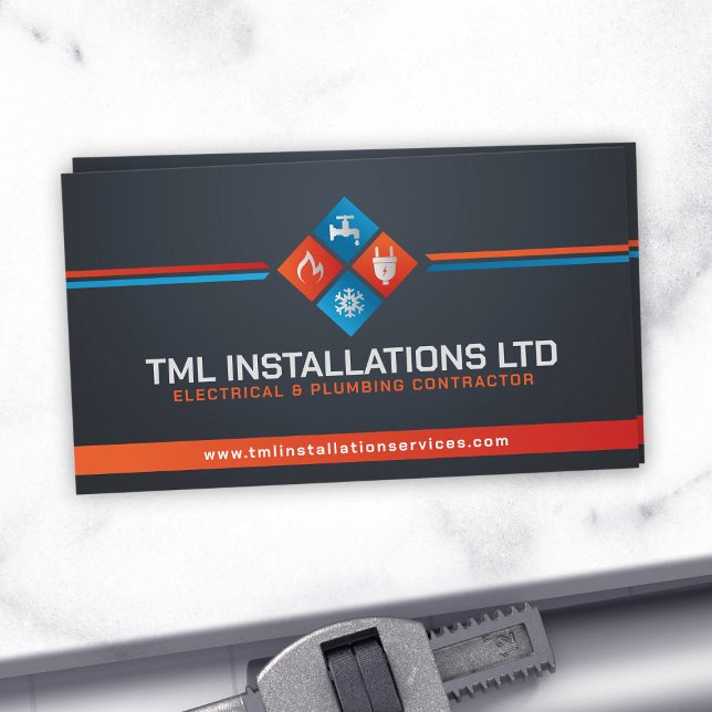 Professional Electrical & Plumbing Contractor  Business Card (Creator Uploaded)