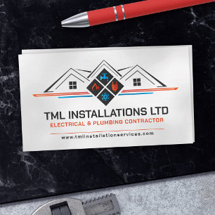 Professional Electrical & Plumbing Contractor Business Card