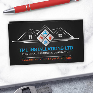 Professional Electrical & Plumbing Contractor Business Card