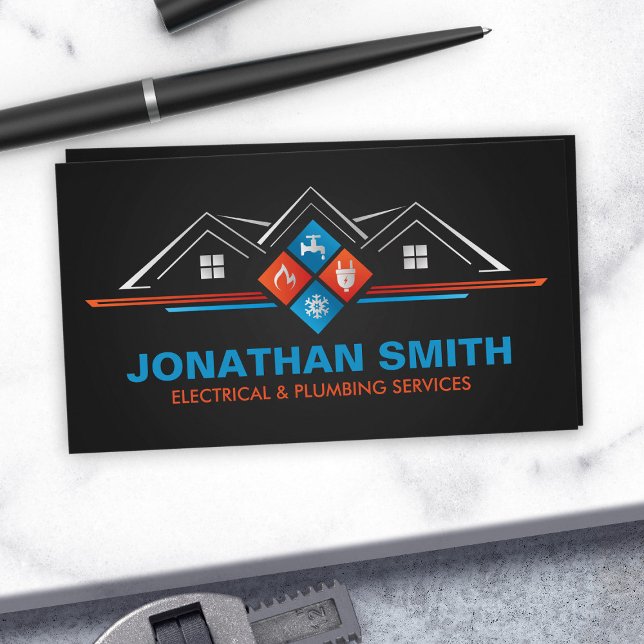 Professional Electrical & Plumbing Contractor  Business Card (Creator Uploaded)