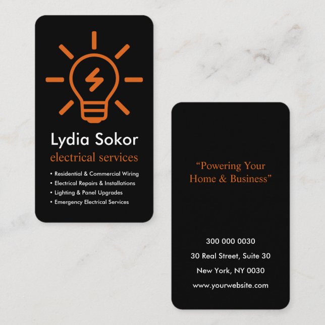 Professional Electrical Services Business Card (Front/Back)