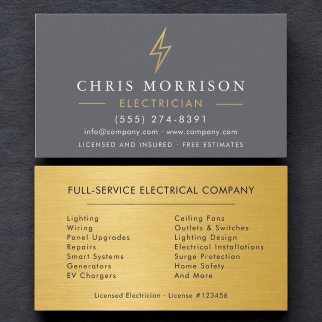 Professional Electrician Industrial Gold  Business Card (Creator Uploaded)