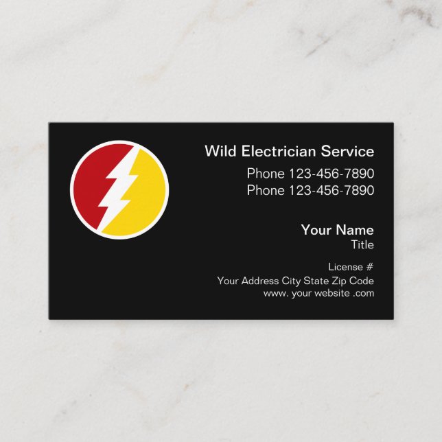 Professional Electrician Logo Business Cards (Front)