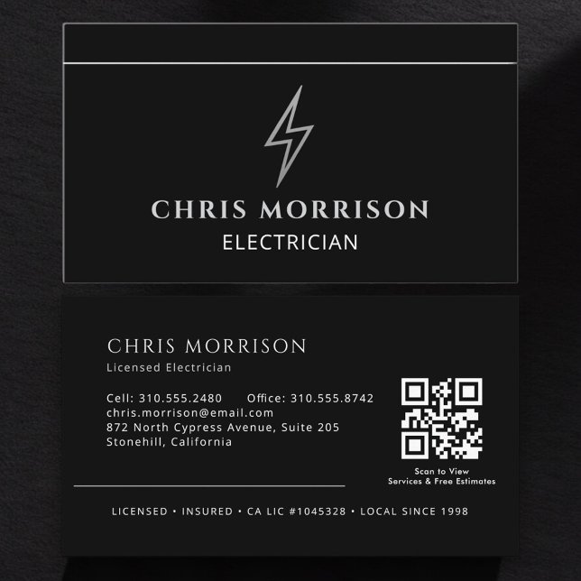 Professional Electrician QR Code Business Card (Creator Uploaded)