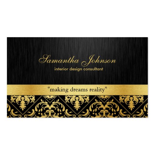 Professional Elegant Black and Gold Damask Double-Sided Standard ...