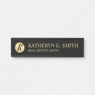 Professional Elegant Black and Gold Door Sign