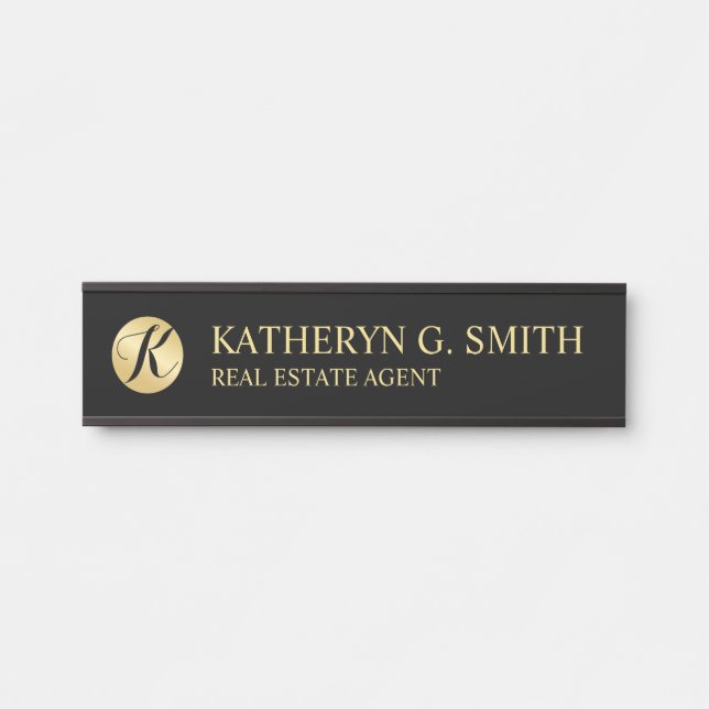 Professional Elegant Black and Gold Door Sign (Front)