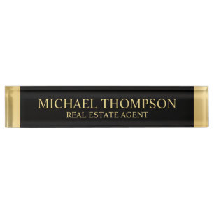 Professional Elegant Black and Gold Nameplate