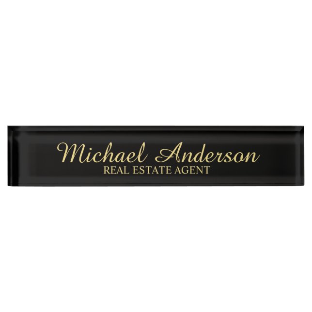 Professional Elegant Black and Gold Nameplate (Front)