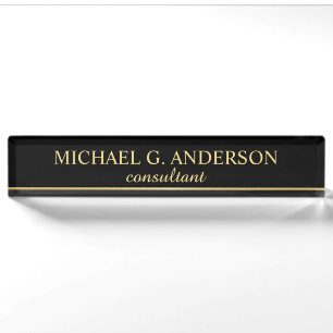 Professional Elegant Black and Gold Nameplate