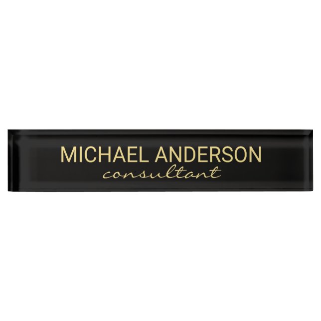 Professional Elegant Black and Gold Nameplate (Front)