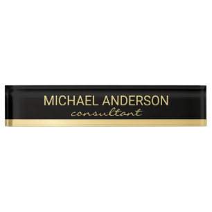 Professional Elegant Black and Gold Nameplate