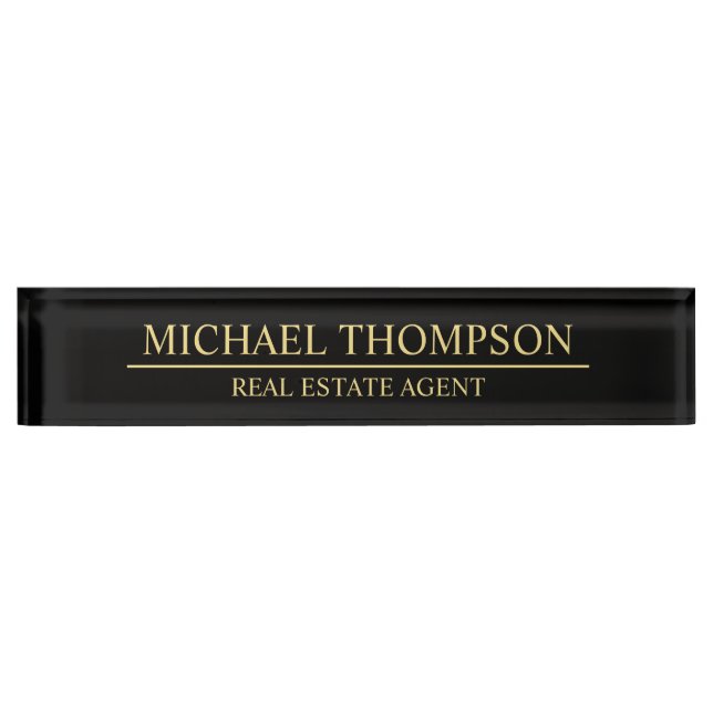 Professional Elegant Black and Gold Nameplate (Front)