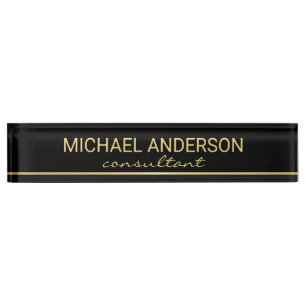 Professional Elegant Black and Gold Nameplate