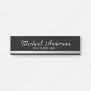 Professional Elegant Black and Silver Door Sign