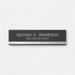 Professional Elegant Black and Silver Door Sign